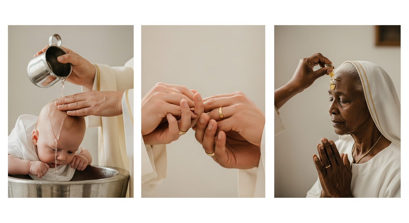 Sacramental moments — Baptism, First Holy Communion, and Marriage